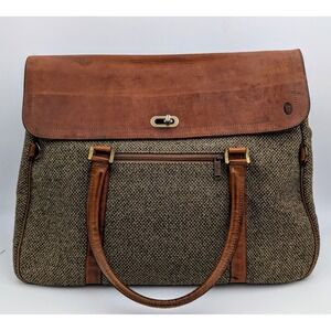 Vintage Hartmann Tweed Leather Briefcase Satchel USA 16" Turnlock Top Handle Bag